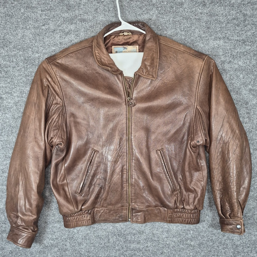 Vintage Aeropostale Brown Leather Flight Jacket Aviator Bomber Sz 46